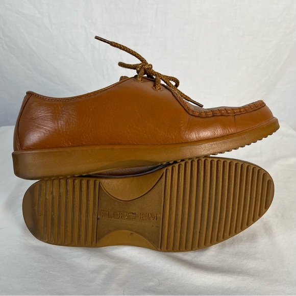 Vintage 70s Florsheim Comfortech men’s 9EEE beige leather derbies rubber soles - Picture 11 of 16